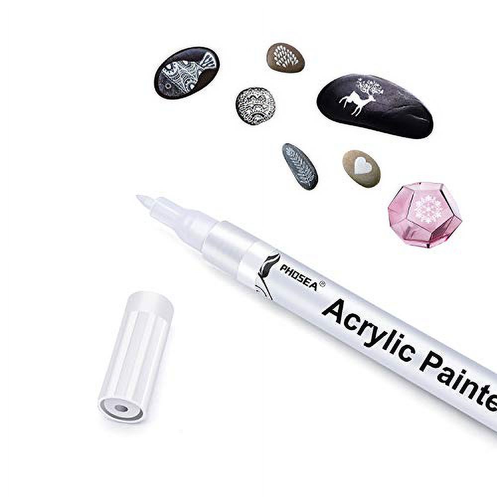 Paint Pens White Marker 6 Pack,0.7mm Acrylic White Permanent Marker,White  Paint Pens for Rock Painting Stone Ceramic Glass Wood Plastic Glass Metal